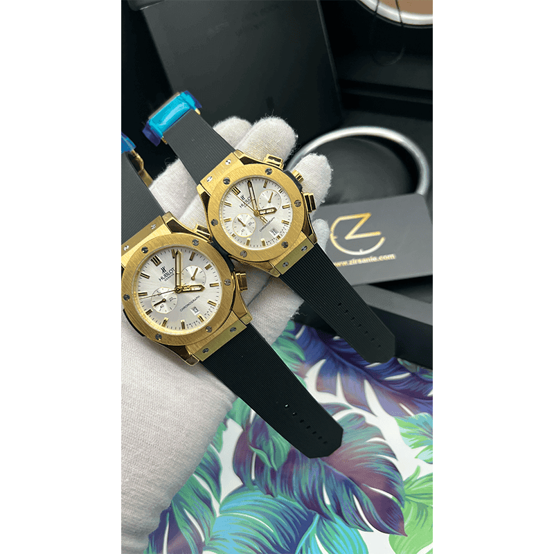 ساعت مچی هابلوت کلاسیک طلایی صفحه سفید (تک و ست) Hublot Classic Fusion Golden White Screen — تصویر ۴