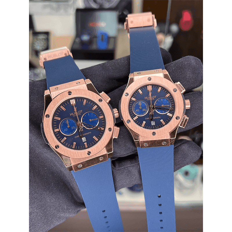 ساعت مچی هابلوت کلاسیک فیوژن رزگلد صفحه آبی (تک و ست) Hublot Classic Fusion Rose Gold Blue Screen — تصویر ۲