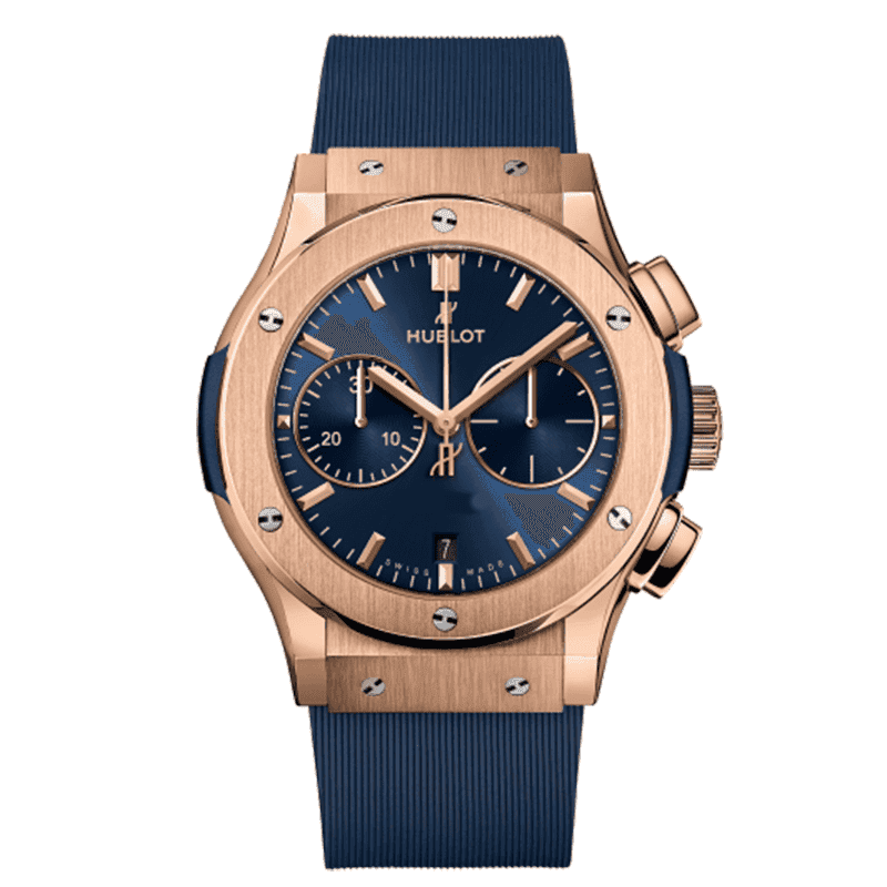 ساعت مچی هابلوت کلاسیک فیوژن رزگلد صفحه آبی (تک و ست) Hublot Classic Fusion Rose Gold Blue Screen