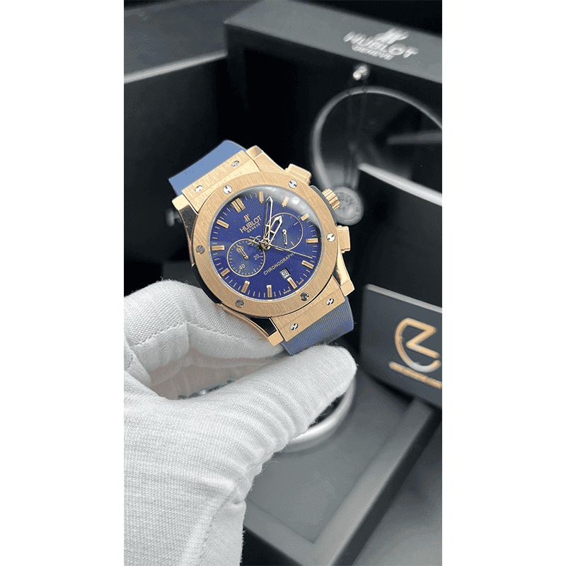 ساعت مچی هابلوت کلاسیک فیوژن رزگلد صفحه آبی (تک و ست) Hublot Classic Fusion Rose Gold Blue Screen — تصویر ۵