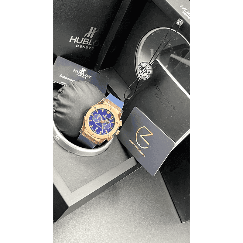 ساعت مچی هابلوت کلاسیک فیوژن رزگلد صفحه آبی (تک و ست) Hublot Classic Fusion Rose Gold Blue Screen — تصویر ۶
