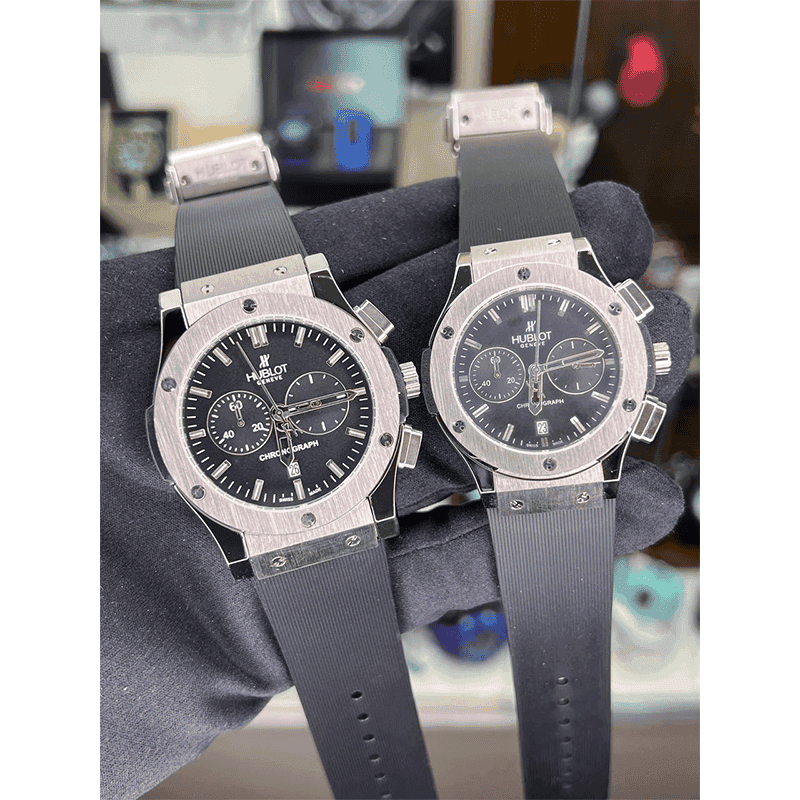 ساعت مچی هابلوت کلاسیک فیوژن سیلور صفحه مشکی (تک و ست) Hublot Classic Fusion Silver Black Screen — تصویر ۲
