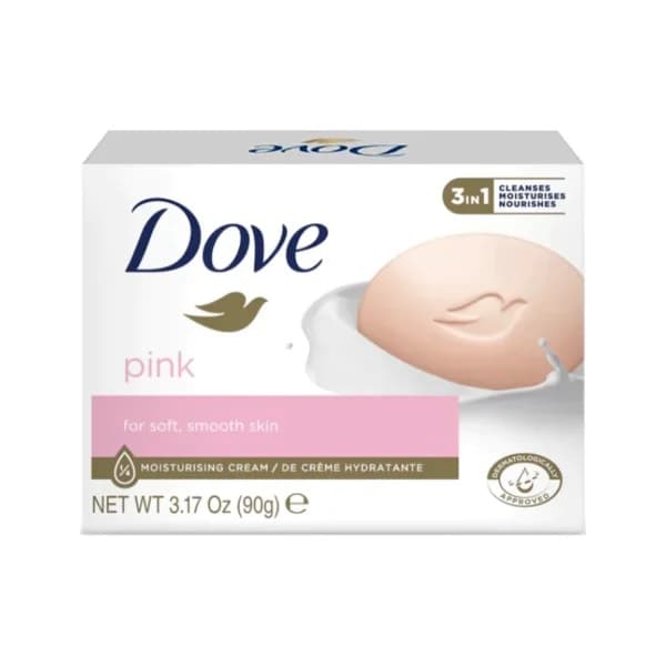 صابون داو صورتی مناسب پوست صاف و نرم Dove Pink با رایحه گل رز حجم 90 گرم