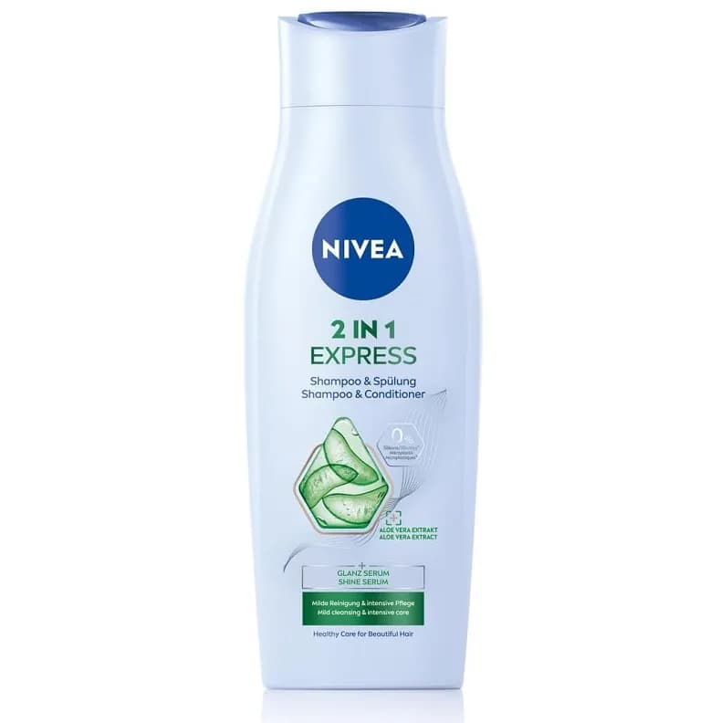 شامپو و نرم‌کننده دوکاره نیوآ با عصاره آلوئه‌ورا و سرم درخشان‌کننده NIVEA 2in1 Shampoo Aloe Vera and Shine Serum حجم 250 میل