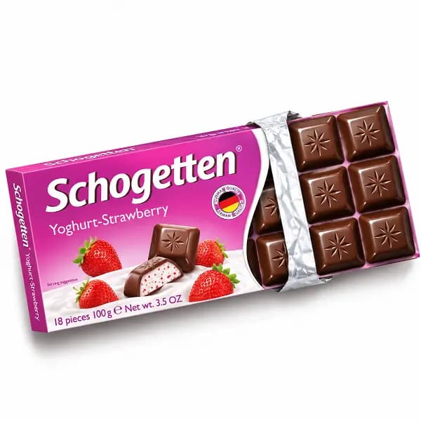 شکلات تخته ای شوگوتن با مغز ماست توت فرنگی (۱۰۰ گرم) schogetten — تصویر ۲