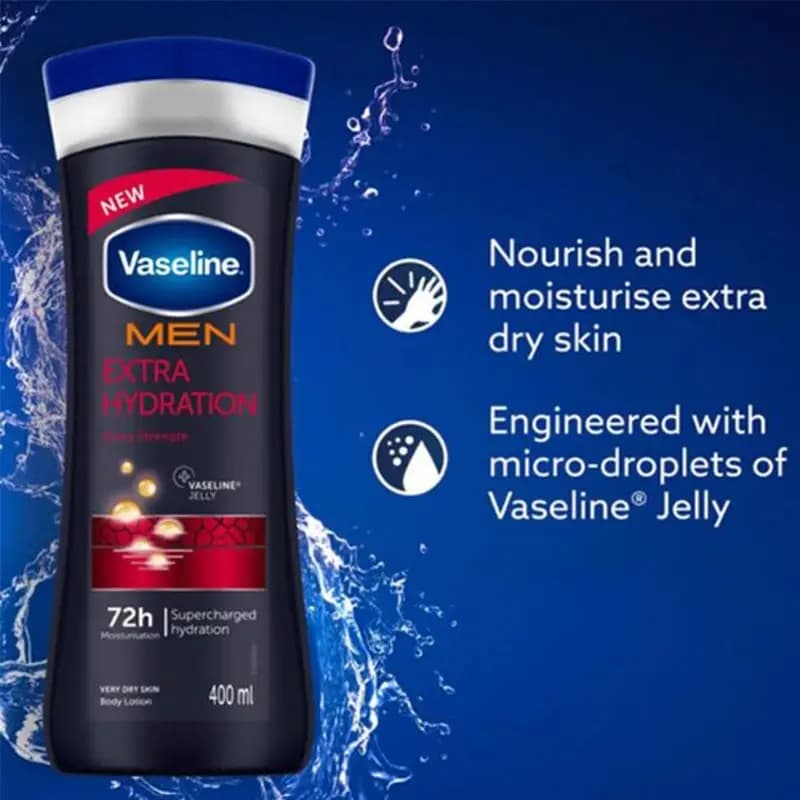 لوسیون بدن آقایان Extra Hydration وازلین 400ml — تصویر ۲