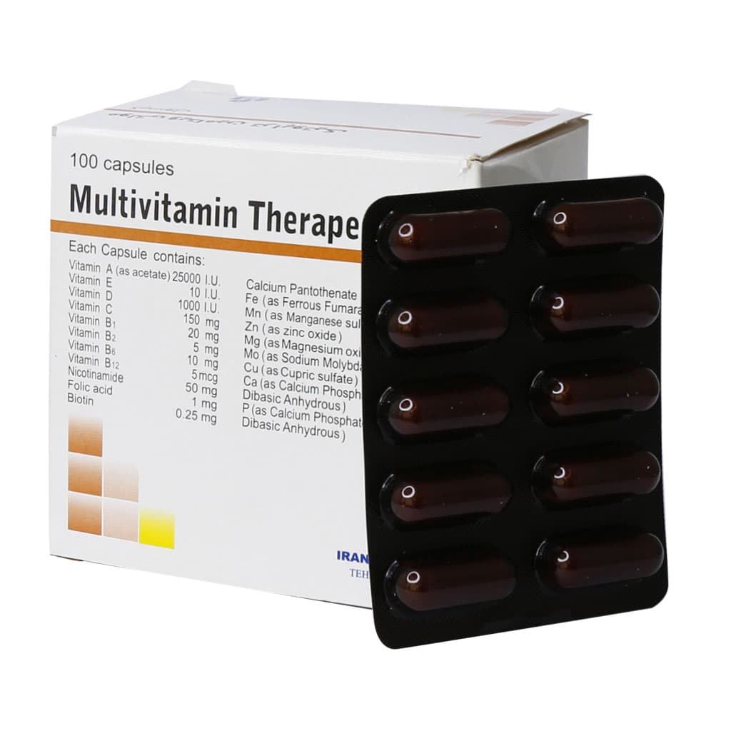 کپسول مولتی ویتامین تراپوتیک ایران دارو ۱۰۰ عدد Iran Daru Multivitamin Therapeutic 100 Caps