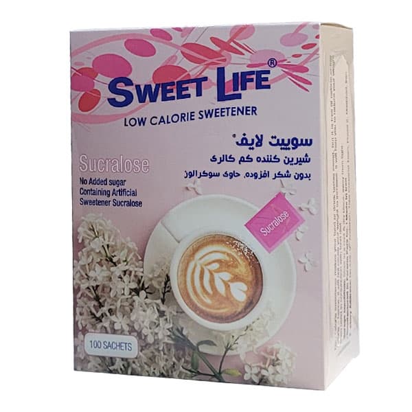 ساشه شیرین کننده کم‌ کالری سوییت لایف 100 عدد Samar Teb Darman Sweete Life Low Calorie Sweetener Sucralose 100 Sachets