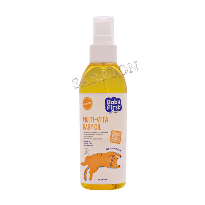 روغن بچه ویتامینه بیبی فرست 200 میلی لیتر Baby First Multi Vita Baby Oil