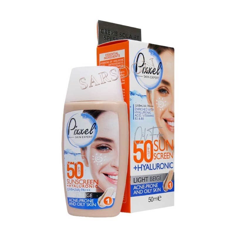 کرم ضد آفتاب SPF50 پیکسل پوست چرب، بژ طبیعی 50 میلی لیترSun cream SPF50 pixel oily skin, natural beige — تصویر ۲