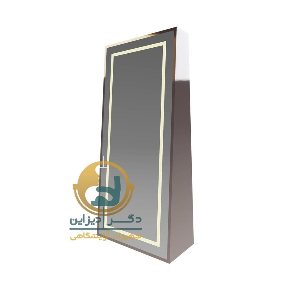آینه استیل ایستاده یک فریم دورو وارش هرمی رزگلد