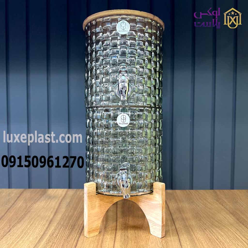 کلمن شیشه ای 2 طبقه حصیری شامپاینی 9765