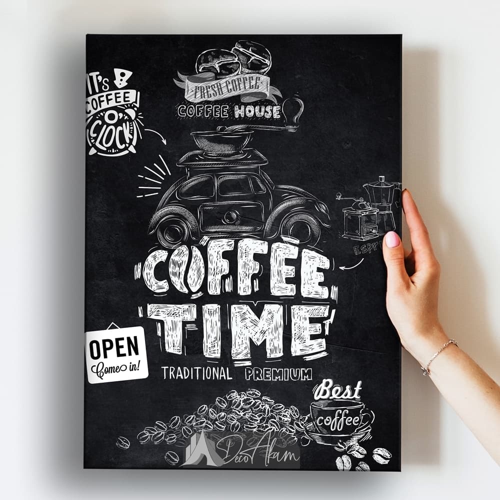 تابلو دکوراتیو طرح Coffee Time مناسب دکور کافه مدرن و آشپزخانه – DA-4022 — تصویر ۳