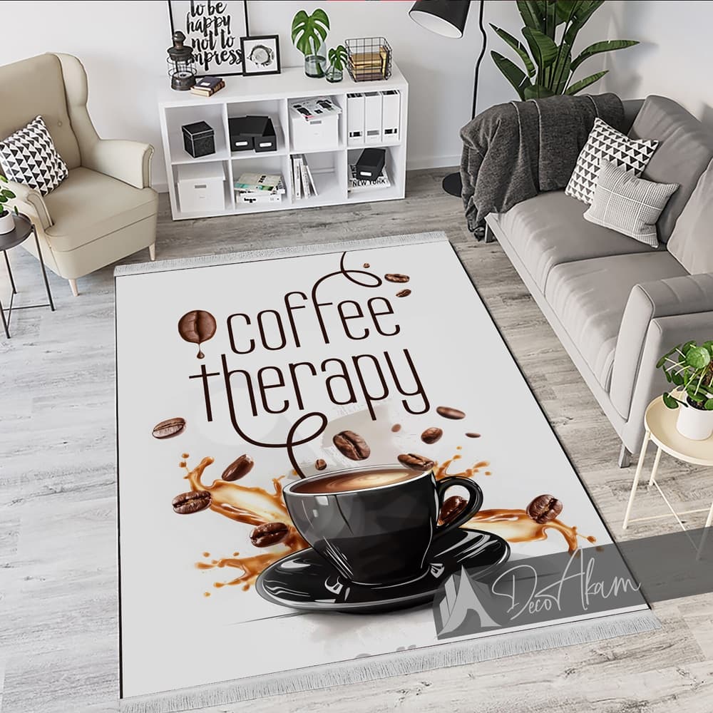 فرشینه آشپزخانه طرح Coffee Therapy با فنجان قهوه مناسب دکور آشپزخانه و کافی‌شاپ – DA-4026 — تصویر ۴