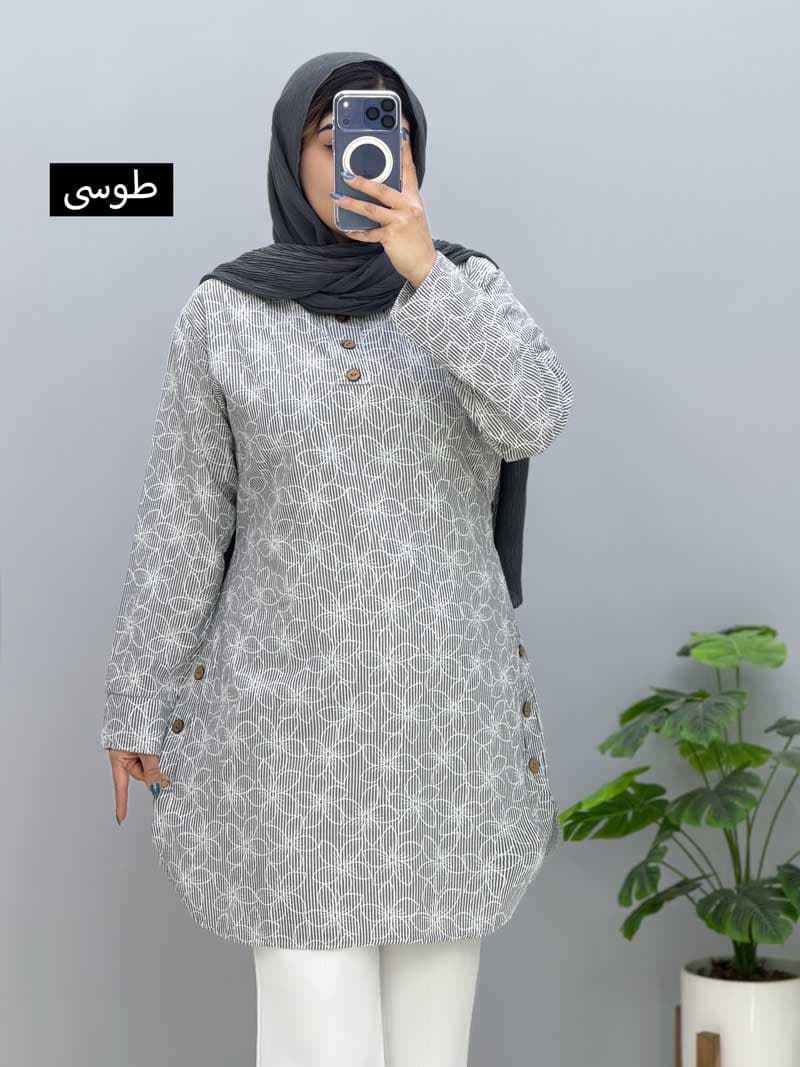 تونیک یقه گرد لینن ماجان کد 957304