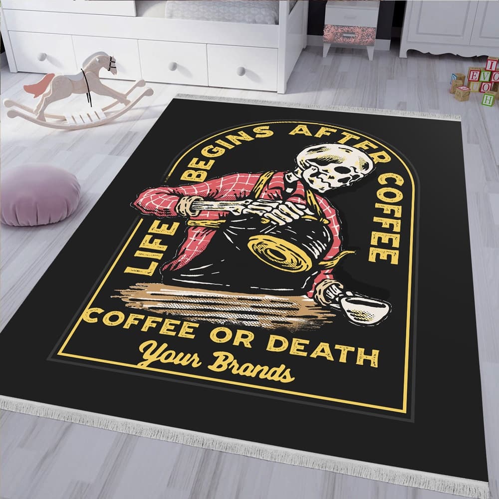 فرشینه طرح باریستا اسکلت در حال تهیه قهوه Coffee Skeleton – مدل DA‑4003 — تصویر ۴