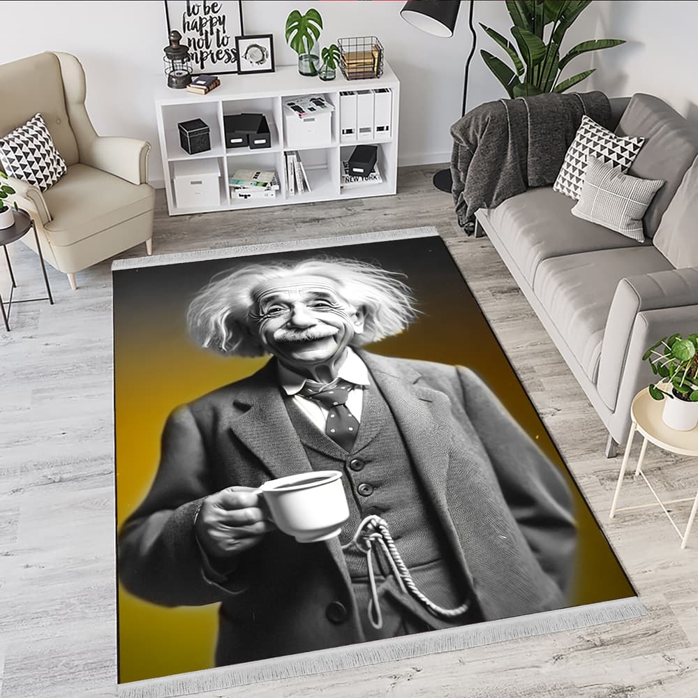 فرشینه طرح آلبرت انیشتین در حال نوشیدن قهوه Albert Einstein Coffee – مدل DA‑4002 — تصویر ۳