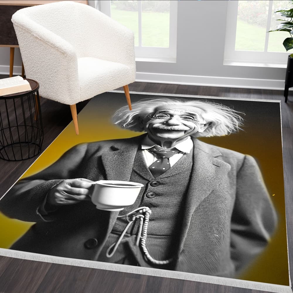 فرشینه طرح آلبرت انیشتین در حال نوشیدن قهوه Albert Einstein Coffee – مدل DA‑4002 — تصویر ۲
