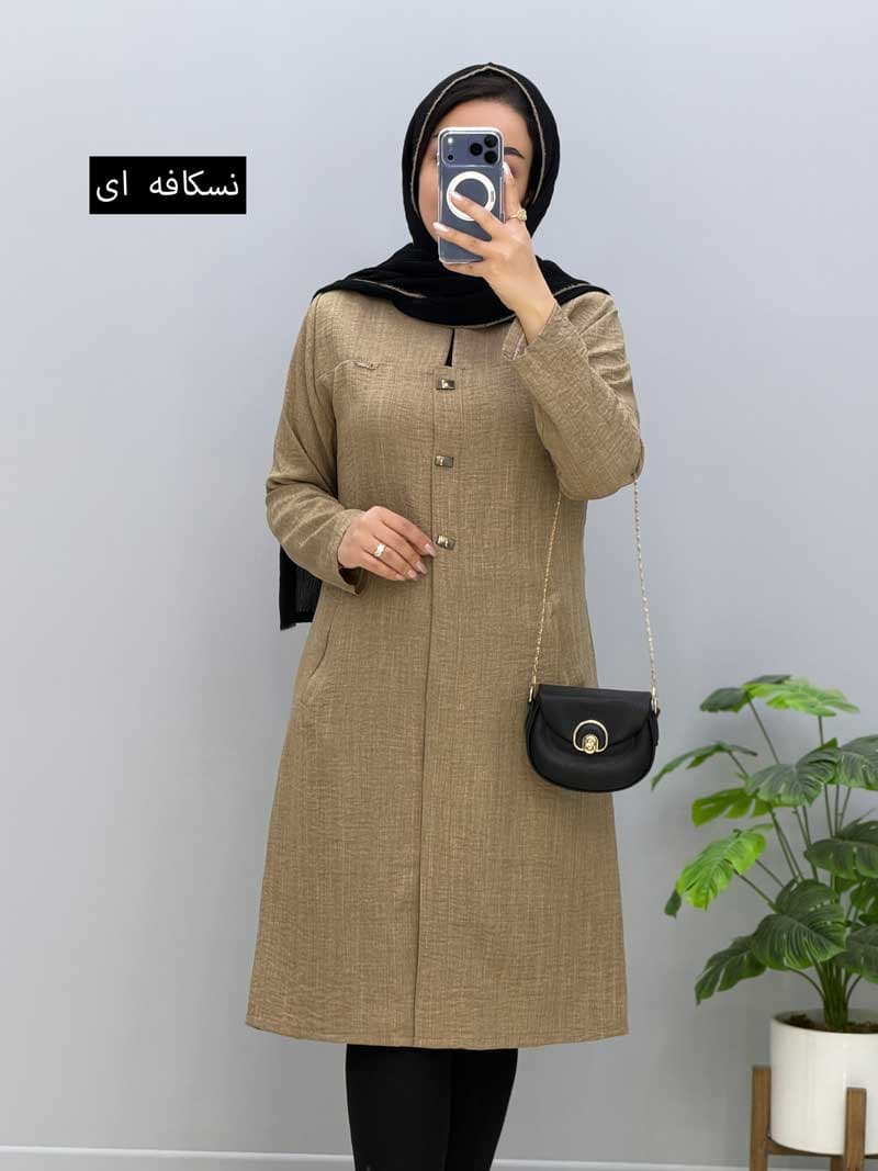 مانتو یقه گرد شانتون آلینا کد82701967 — تصویر ۴