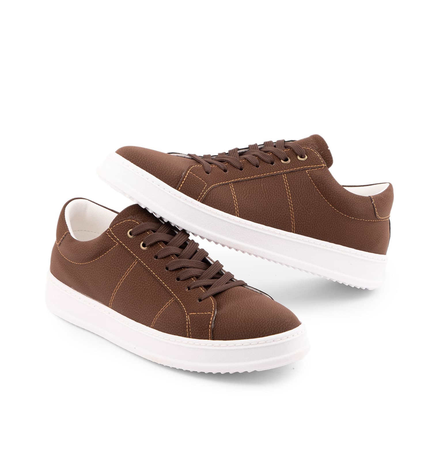 کفش مردانه روزمره چرم مصنوعی قهوه ای Bershka کد 50754 — تصویر ۲