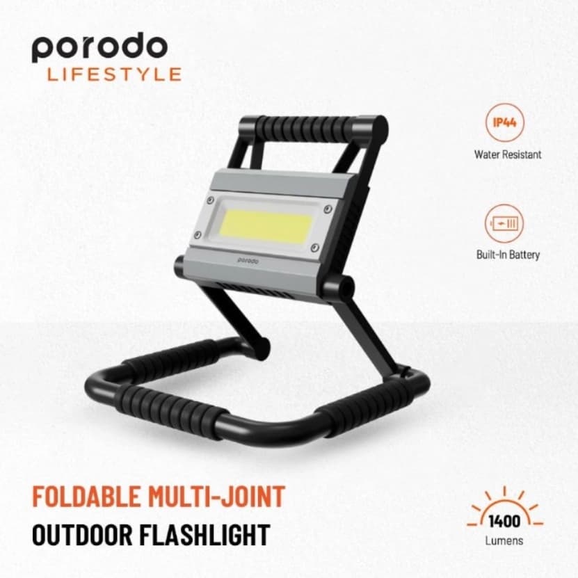 چراغ شارژی پرودو مدل PD-LSMLJTFL | پرژکتور اضطراری porodo ا Porodo Foldable Multi-Joint Outdoor Flashlight — تصویر ۳