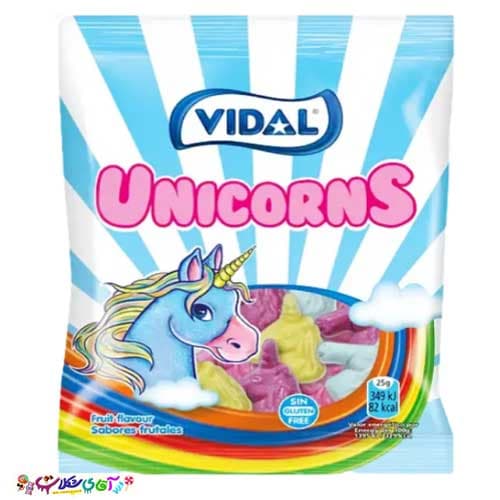 پاستیل یونیکورن با طعم میکس میوه ویدال Vidal