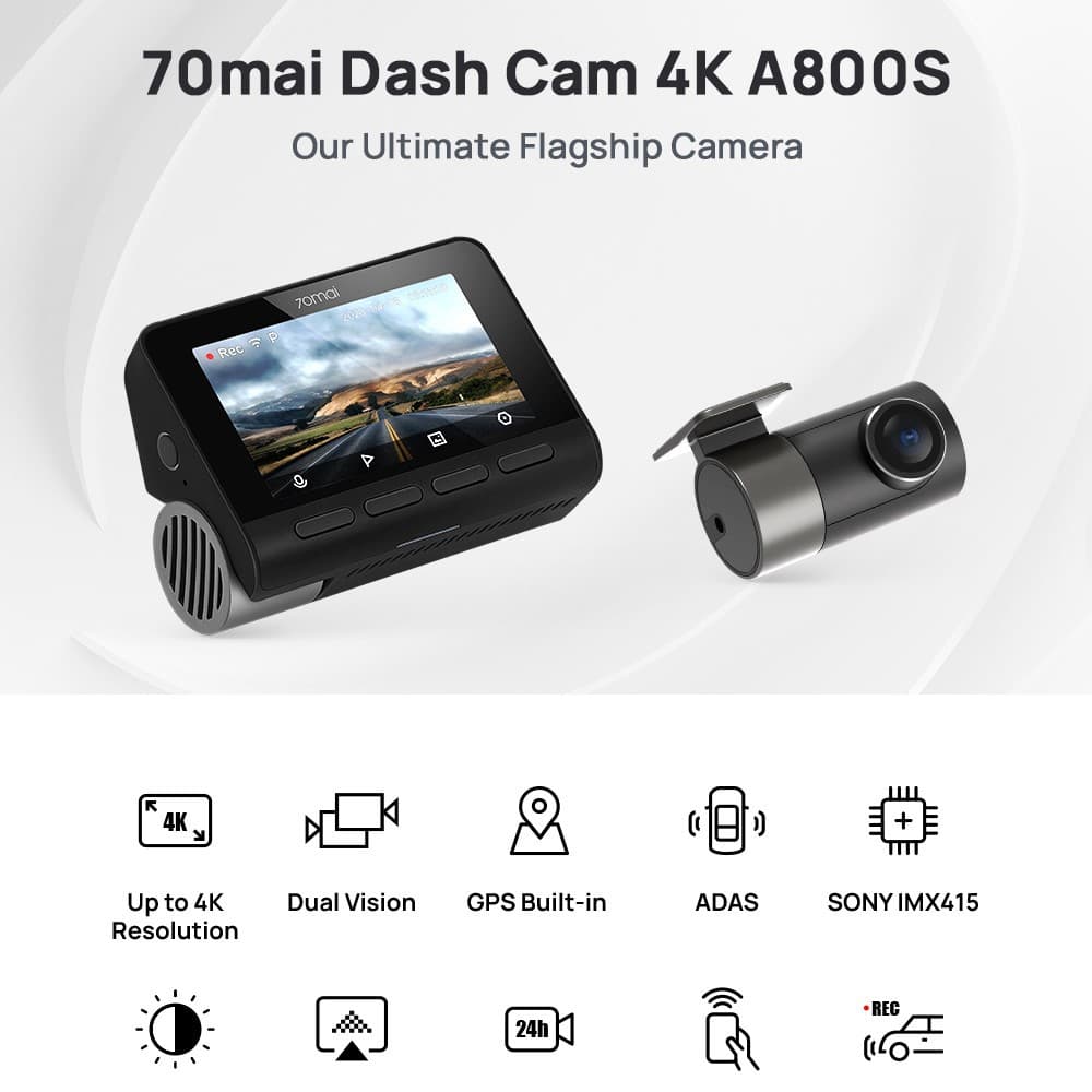 دوربين ماشين شیائومی مدل 70mai Dash Cam 4k A800s — تصویر ۴
