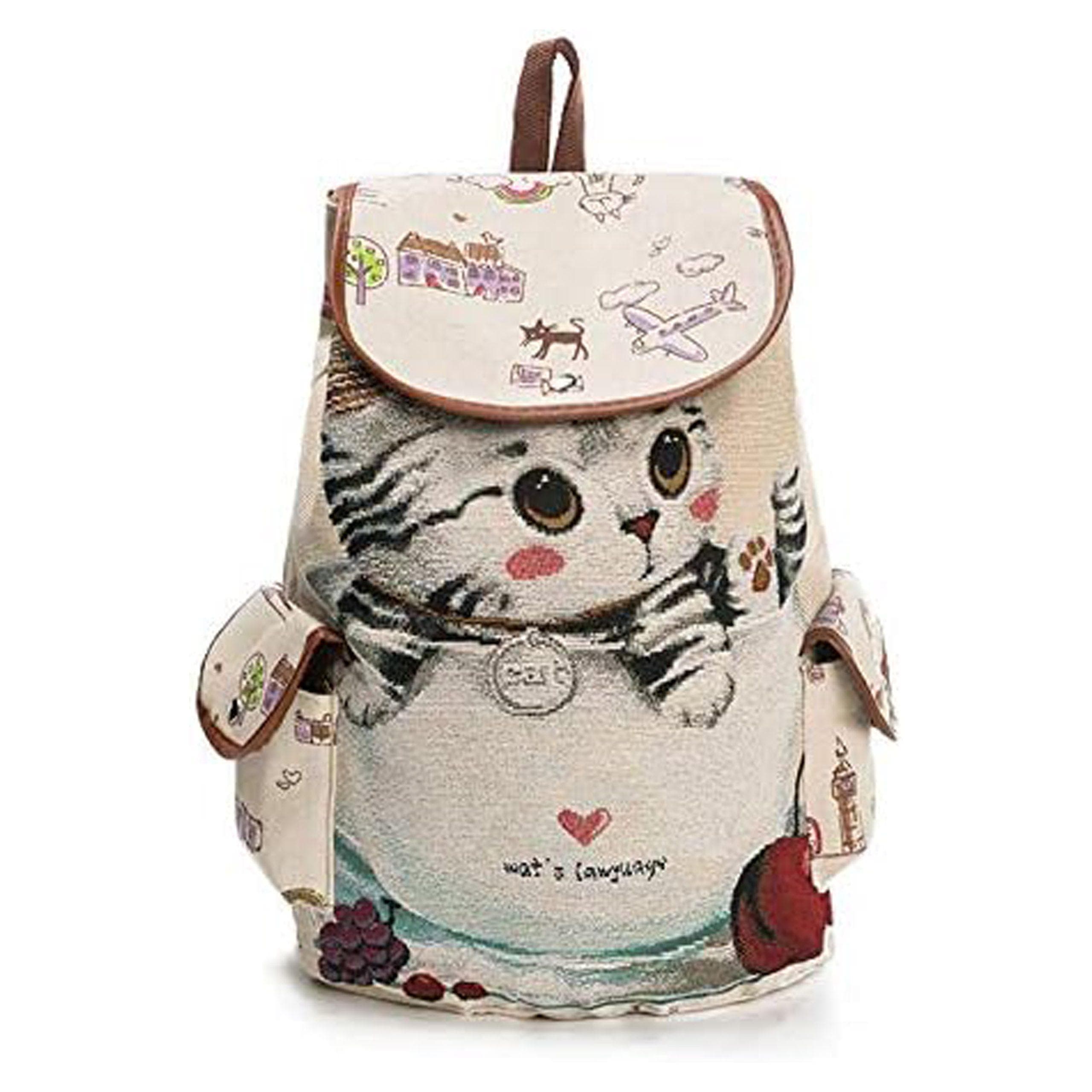 کوله پشتی سه بعدی با طرح گربه COOLBABY Leisure 3D Canvas Backpack Cute Cat
