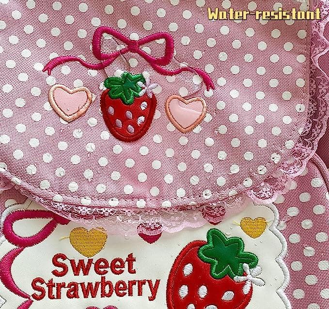 کوله پشتی طرح توت فرنگی Aobiono Kawaii Strawberry Backpack Mini Cute Anime Aesthetic — تصویر ۵
