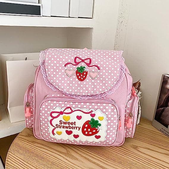 کوله پشتی طرح توت فرنگی Aobiono Kawaii Strawberry Backpack Mini Cute Anime Aesthetic — تصویر ۶
