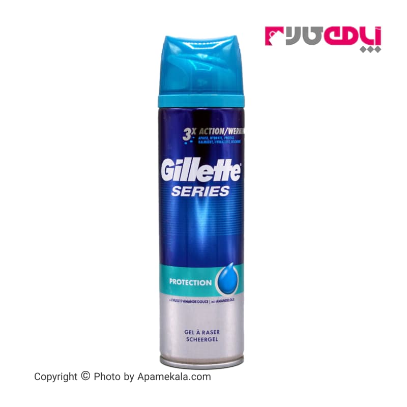ژل اصلاح سریز ژیلت مدل 3x action حجم 200 میل