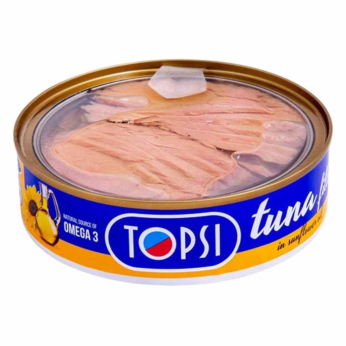 کنسرو ماهی تون در روغن آسان بازشو شفاف تاپسی 200 گرم