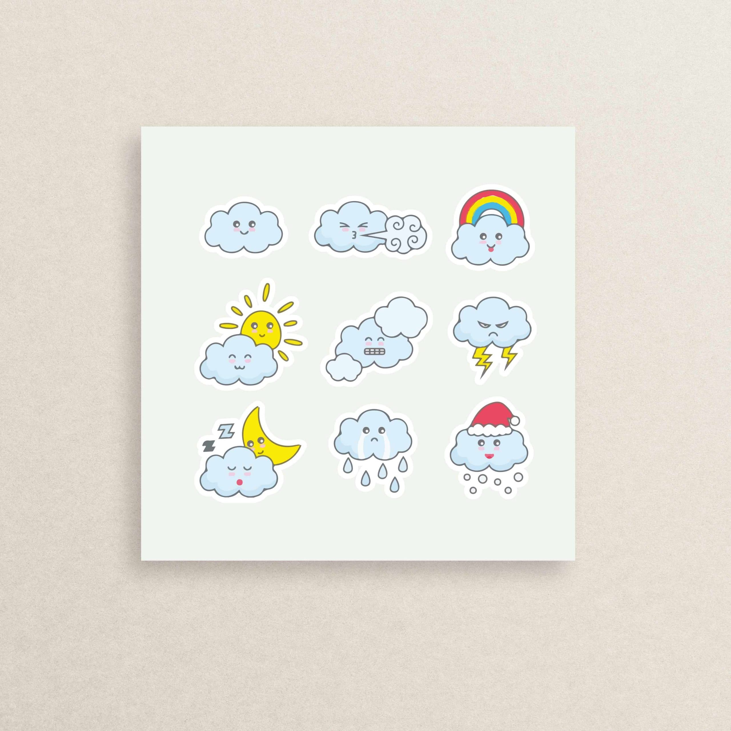 پک میکرو استیکر 9 تایی ابر 31 | Cloud micro Sticker pack 31