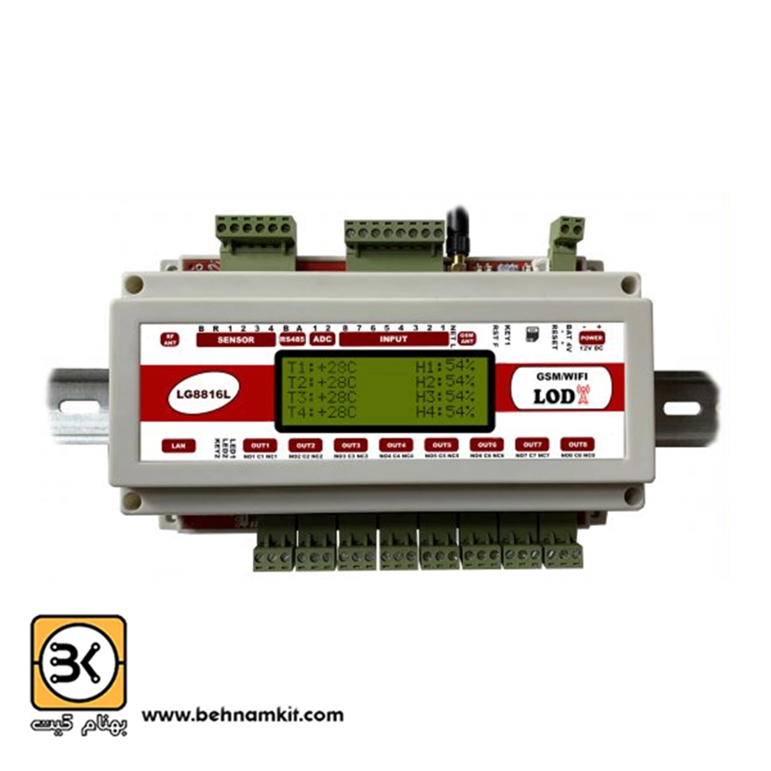کنترل پیامکی 8 کاناله تایمردار با نمایشگر LG8816L