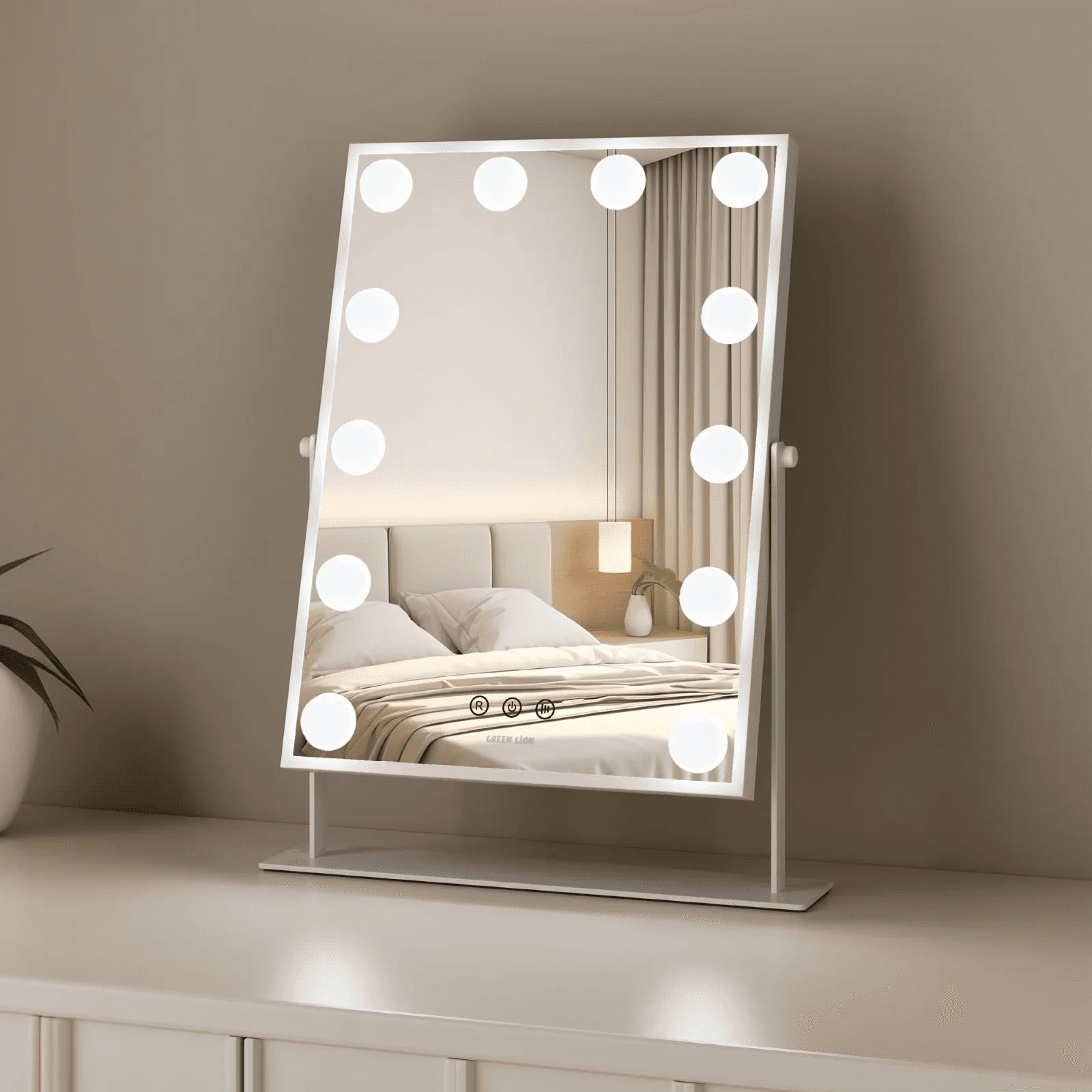 آینه آرایشی گرین لاین مدل GLAM SHINE با ۱۲ LED — تصویر ۳