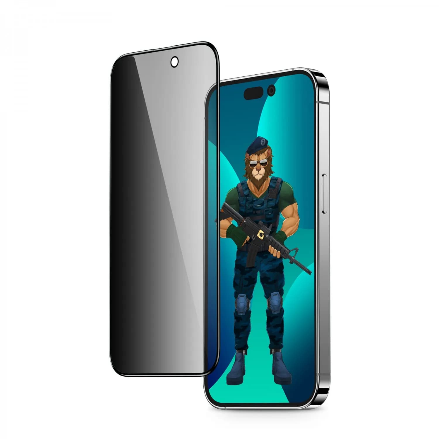 محافظ صفحه حریم خصوصی 3D iPhone 13 Pro Max/14 Plus مدل 3D Pet Privacy گرین لاین