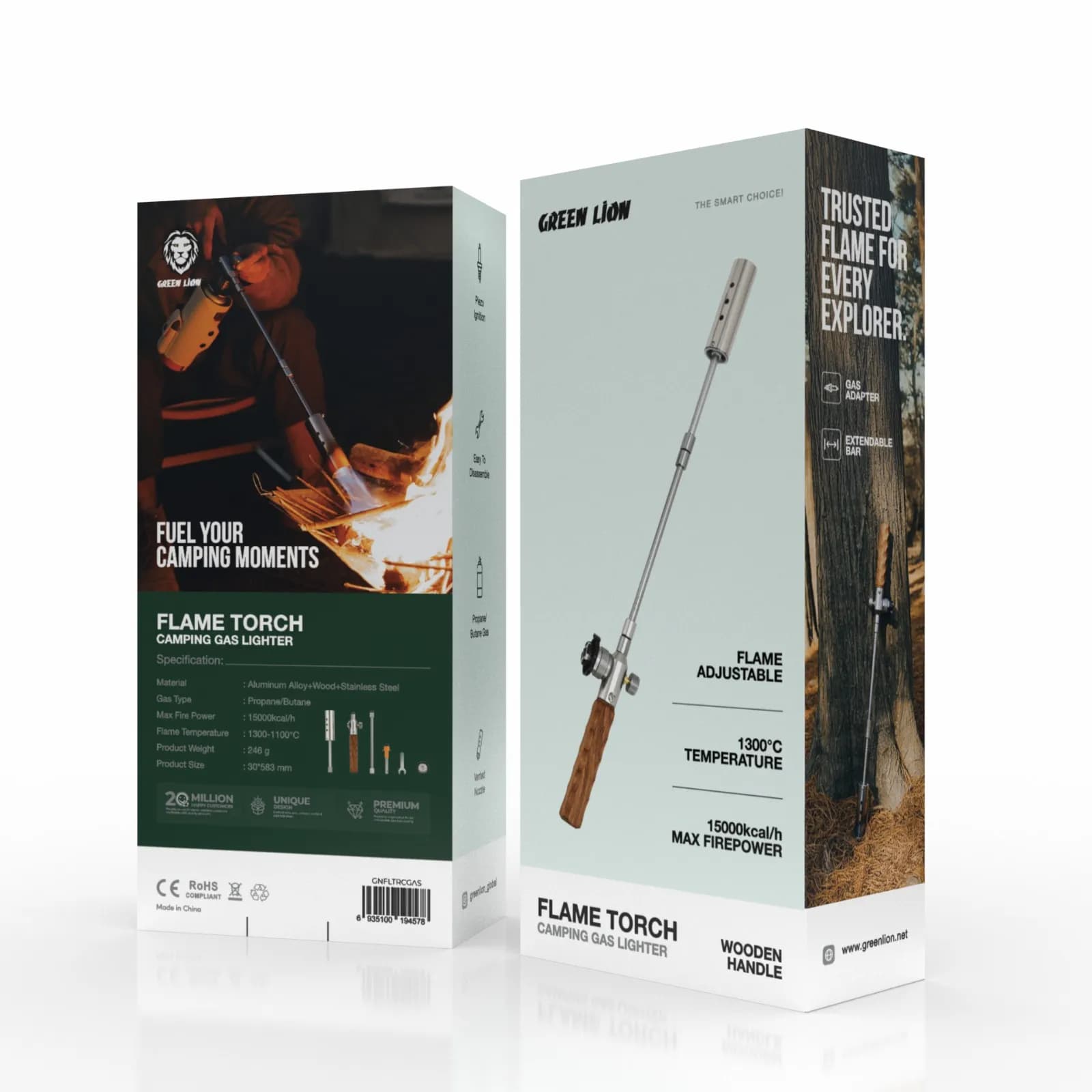فندک گازی کمپینگ شعله افکن مدل Flame Torch گرین لاین — تصویر ۲