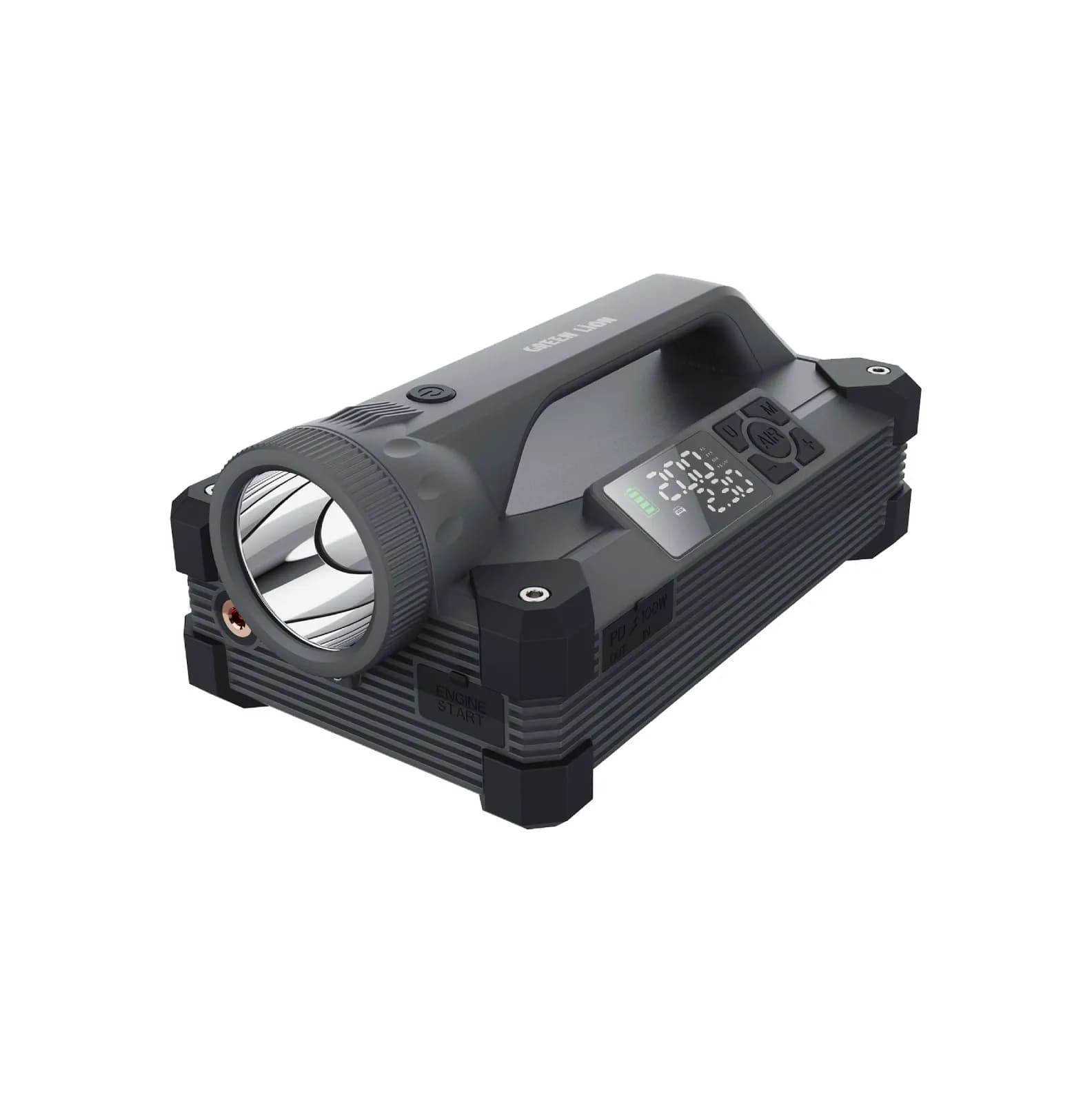 جامپ استارتر و پمپ باد مدل JX66 با ظرفیت 24000mAh، چراغ LED 15W و باتری PD 65W برند گرین لاین