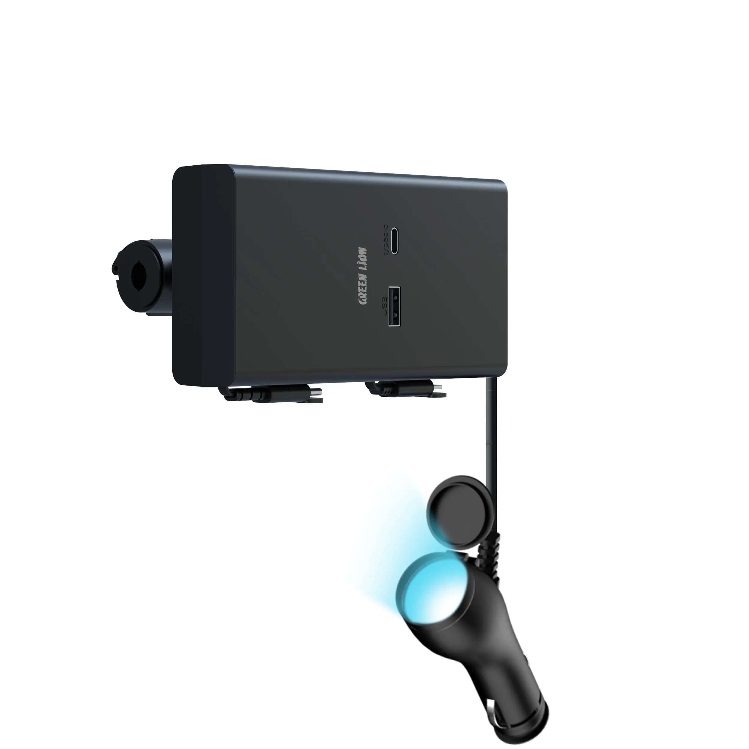 شارژر فندکی خودرو مشکی Backseat Car Charger مدل Retractable 65W گرین لاین
