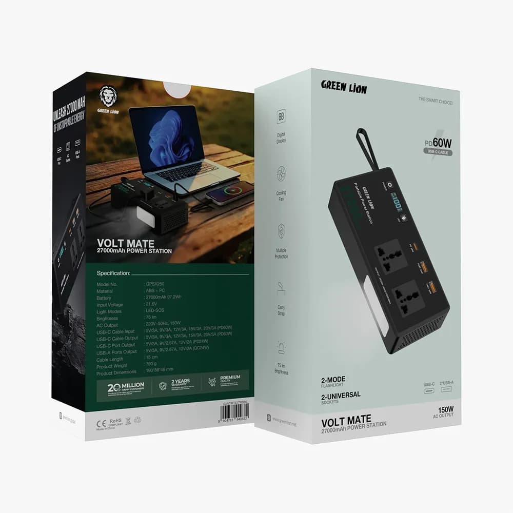 پاور استیشن و پاوربانک ۲۷۰۰۰ میلی‌آمپر گرین لاین مدل Volt Mate — تصویر ۶