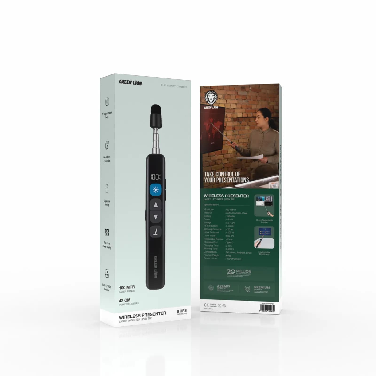 پرزنتر بی‌سیم مدل Retractable Pointer گرین لاین — تصویر ۲