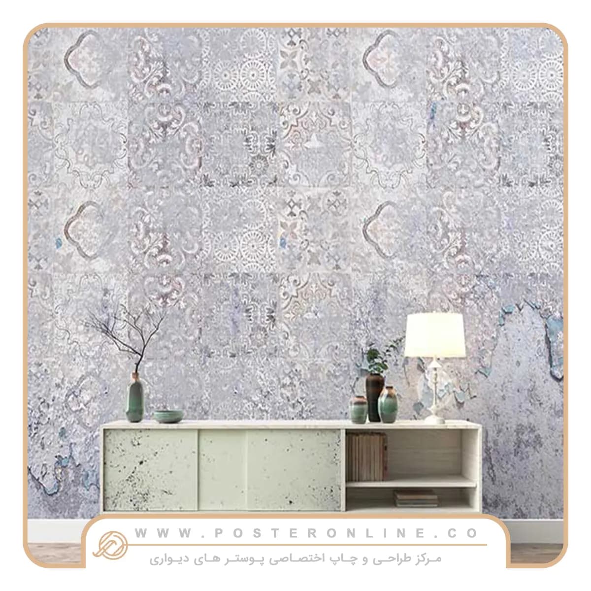پوستر دیواری لاکچری بکگراند خاکستری M-99023