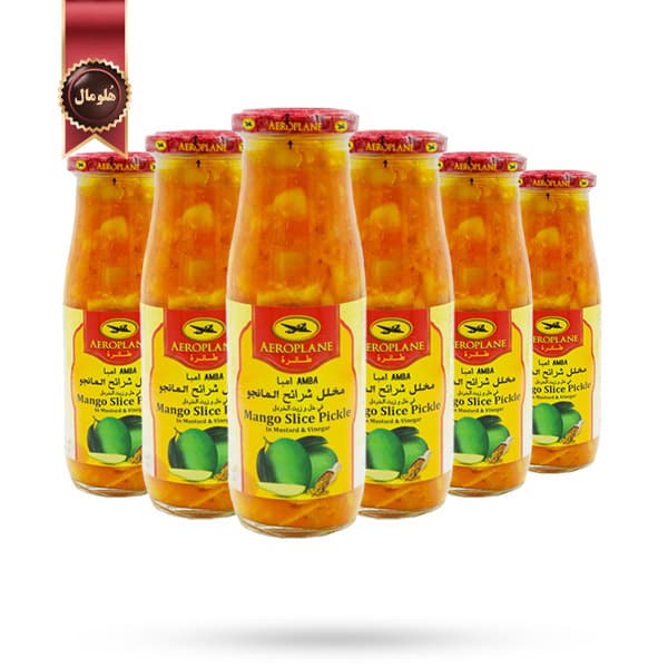 6 عدد ترشی ایرپلین (هواپیما) Aeroplane مدل انبه و ترکیب خردل و سرکه Mango in Mustard & Vinegar وزن 450 گرم (اورجینال)