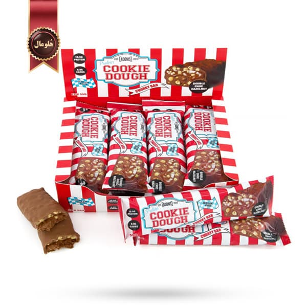 پروتئین بار آدونیس Adonis مدل دبل چاکلت و فندق Double Chocolate & Hazelnut بسته 12 عددی (اورجینال)