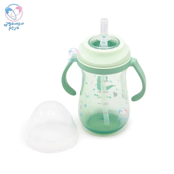 لیوان دسته دار و نی دار 300 میل Dino کیکابو Kikkaboo — تصویر ۲