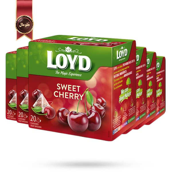 6 بسته دمنوش میوه ای هرمی لوید LOYD مدل گیلاس شیرین Sweet Cherry پک 20 تایی (اورجینال)