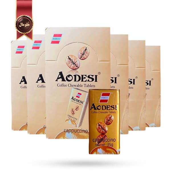 6 بسته قرص خوشبو کننده دهان آودسی Aodesi مدل با طعم کاپوچینو Cappuccino پک 12 تایی (اورجینال) — تصویر ۲