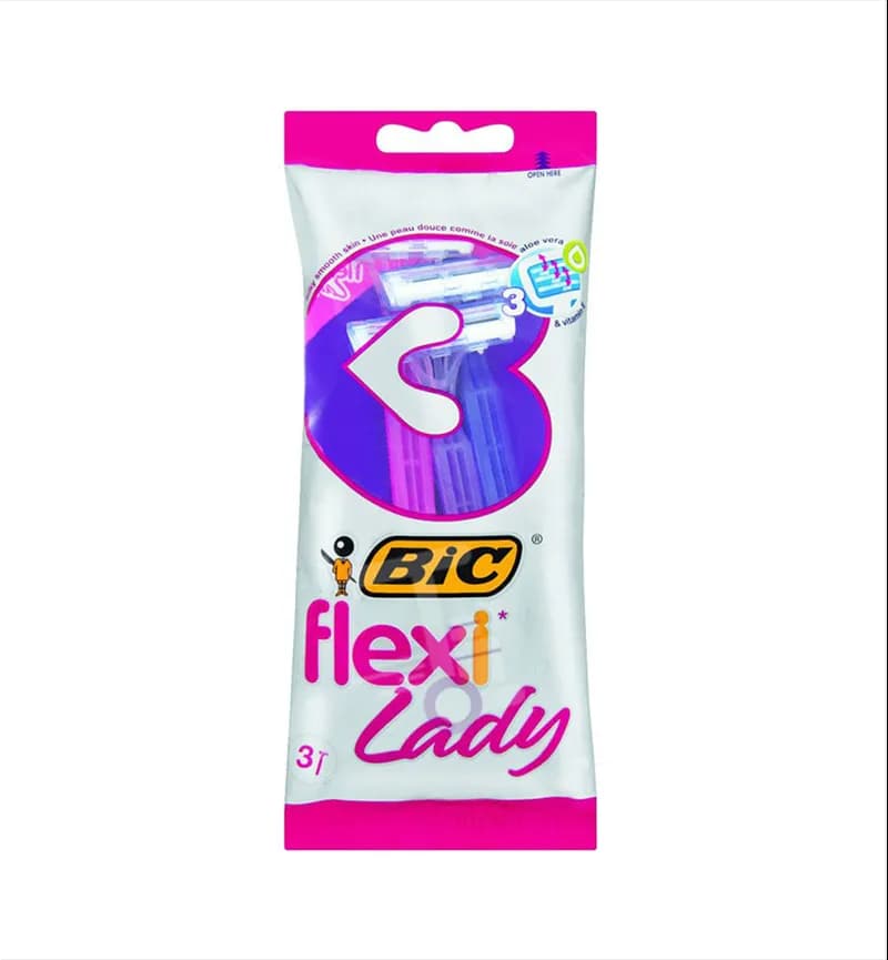 تیغ 3 لبه بیک Bic مدل صورتی Flexi Lady
