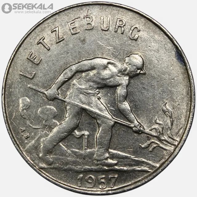 سکه 1 فرانک کمیاب لوکزامبورگ 1957