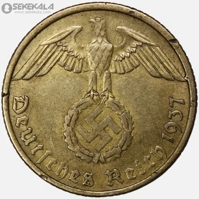 سکه 10 رایش فنیگ کمیاب آلمان نازی 1937 D